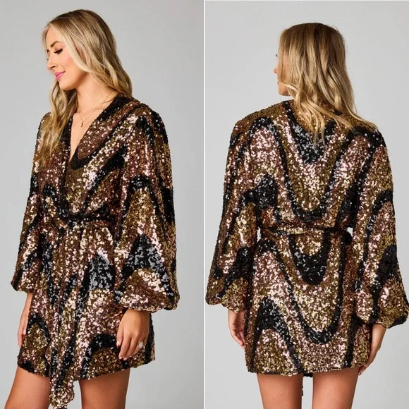Buddy Love | Sequin Wrap Dress. - Picture 6 of 10
